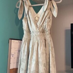 Tie- shoulder sage green flower dress